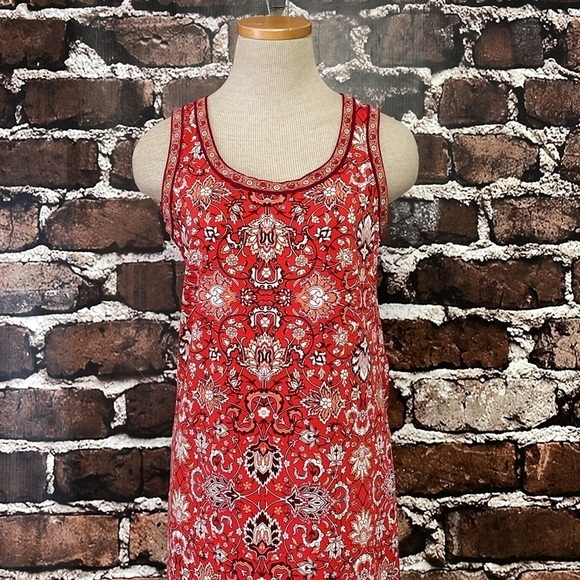 Max Studio Dress Women's XS X Small Red Paisley Sleeveless Sheath Midi NWT - Picture 7 of 16